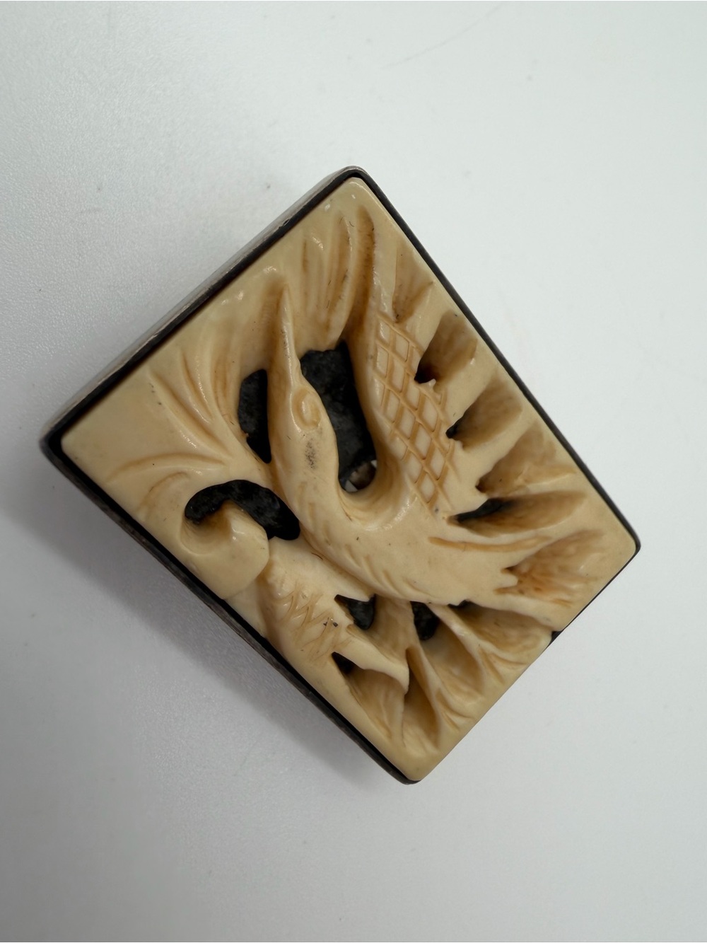 Vintage Michaub Sterling carved bird brooch